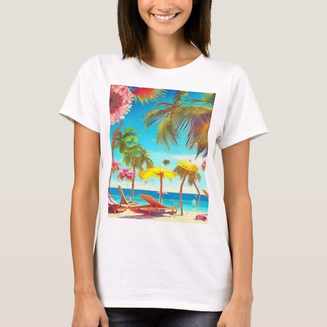 Camiseta Ilustração de praia (Frente)