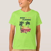 Ilustração de Praia Carro Clássico Retro