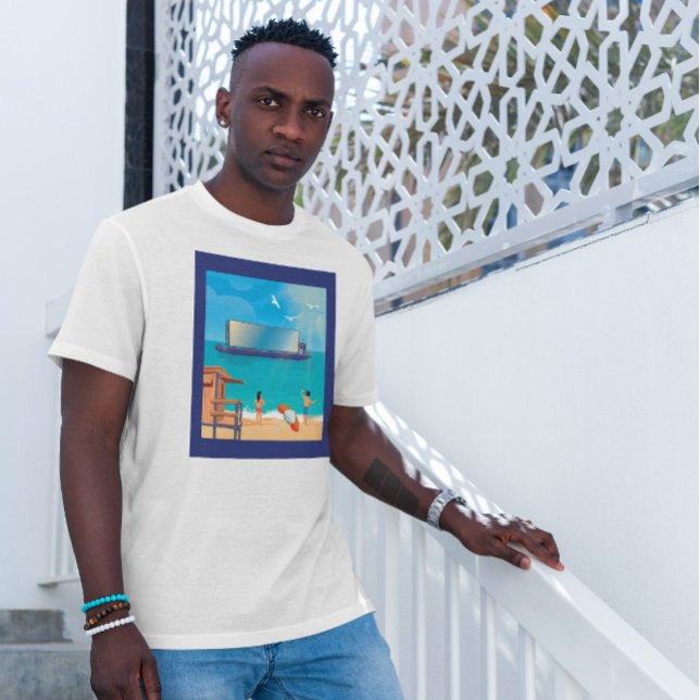 Camiseta Ilustração de praia de tela de barramento (Criador carregado)