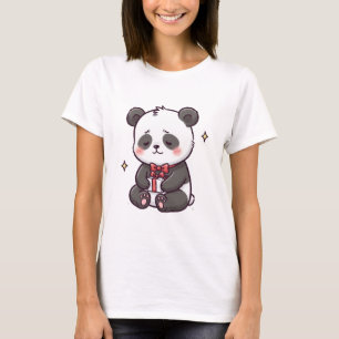 Camiseta Ilustração de Presente de Panda Fofo – Panda Kawai