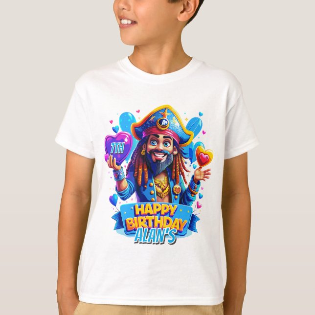 Camiseta Ilustração de Presentes Piratas Coloridas (Frente)