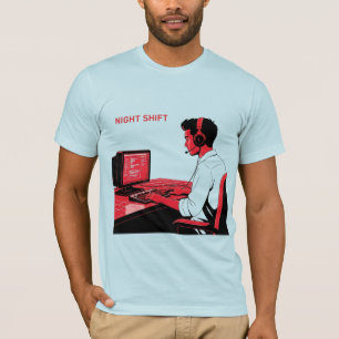 Camiseta Ilustração de Profissional de TI do Turno da Noite