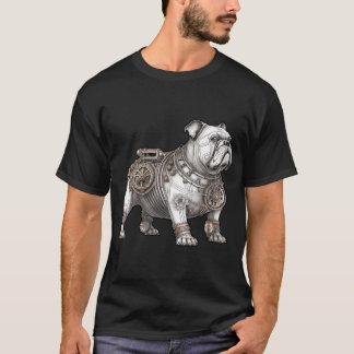 Camiseta Ilustração de pug robô steampunk