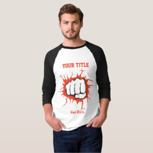 Camiseta Ilustração de punho cerrado socando através de uma