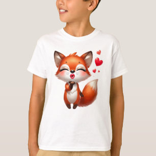 Camiseta Ilustração de Raposa Fofa com Corações