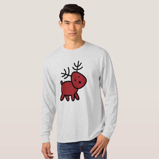 Camiseta Ilustração de Reinador de Natal Vermelho (Frente Completa)