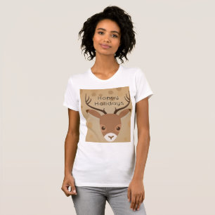 Camiseta Ilustração de rena em um fundo marrom