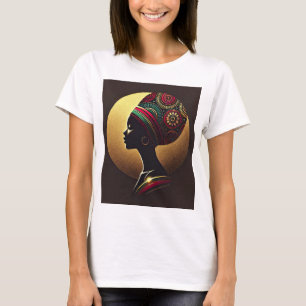 Camiseta Ilustração de Retrato de Mulher Africana Elegante
