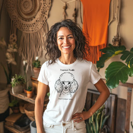 Camiseta Ilustração de Retrato de Poodle Padrão em Linha Pr