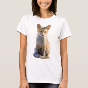 Camiseta Ilustração de Retrato de Raposa Vermelha Doce Filh