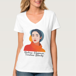Camiseta Ilustração de Retrato Moderno Elegante