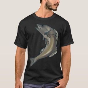Camiseta Ilustração de robalo saltando para pescadores