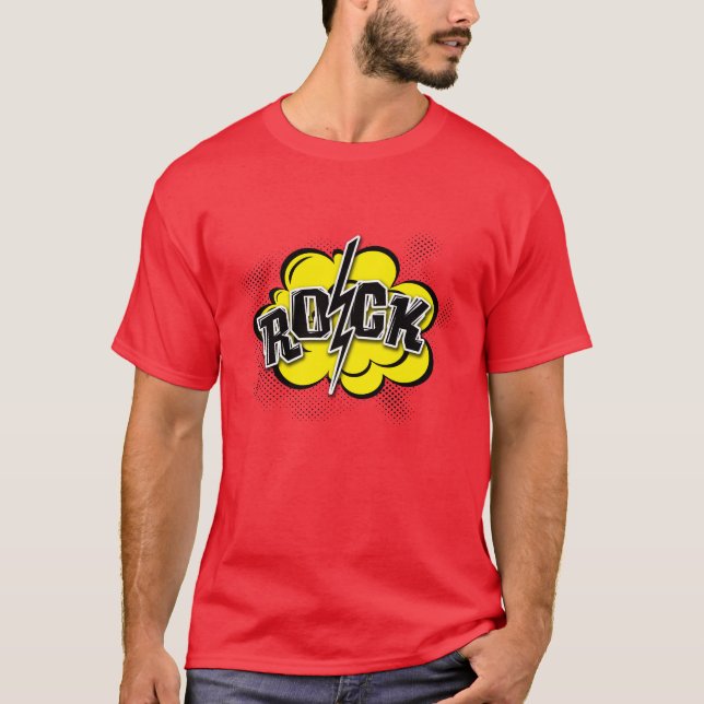 Camiseta Ilustração de rock estilo cômico (Frente)