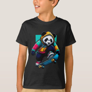 Camiseta Ilustração de skate de panda gigante funky legal
