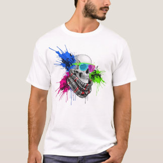 Camiseta Ilustração de Streetwear do Neon Skull