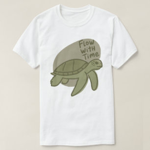 Camiseta Ilustração de Tartaruga Marinha Fluindo com o Temp