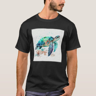 Camiseta Ilustração de Tartaruga Marinha Fofa com Manchas d