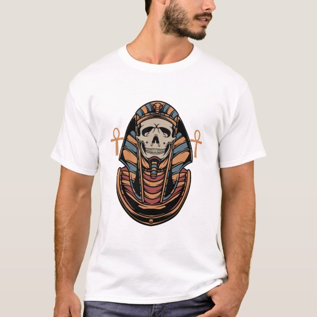 Camiseta Ilustração de tatuagem de estilo antigo faraó (Frente)