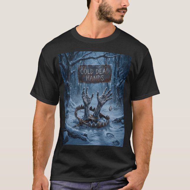 Camiseta Ilustração de Terror Gótico de Mãos Congeladas (Frente)