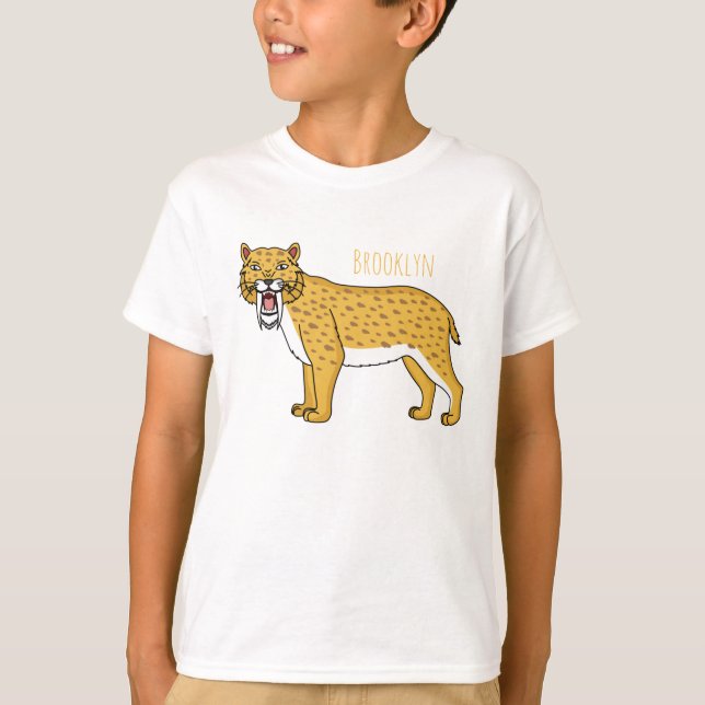Camiseta Ilustração de tigre com dentes de Saber (Frente)