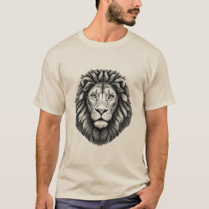 Camiseta Ilustração de tinta Cabeça de Leão arte de safári