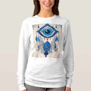 Camiseta Ilustração de Tinta do Olho Azul do Mal – Símbolo