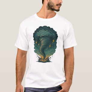 Camiseta Ilustração de Tornado Storm   Poderoso Relâmpago
