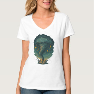 Camiseta Ilustração de Tornado Storm Poderoso Relâmpago