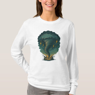 Camiseta Ilustração de Tornado Storm   Poderoso Relâmpago