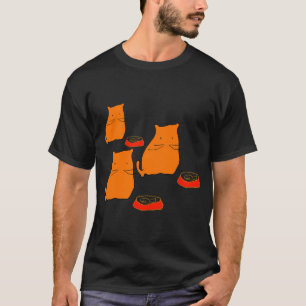 Camiseta Ilustração de Três Gatos Laranja