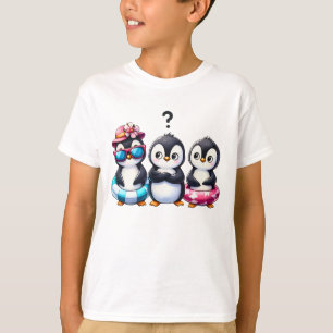 Camiseta Ilustração de Trio de Pinguins Fofos