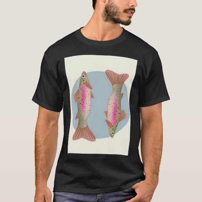 Camiseta ilustração de truta arco-íris (Frente)