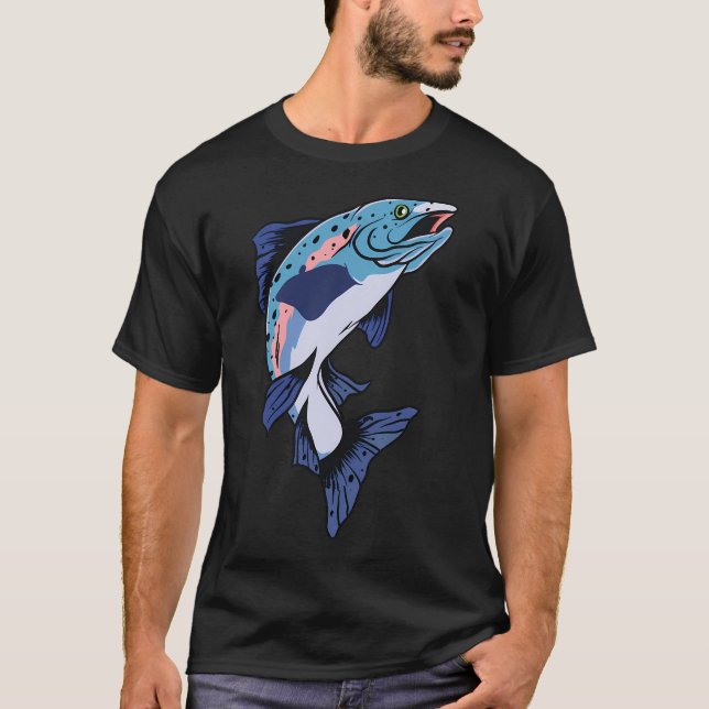 Camiseta Ilustração de Truta de Pesca (Frente)