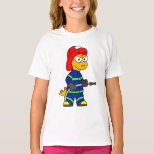 Camiseta Ilustração De Um Bombeiro Tyrannosaurus Rex.