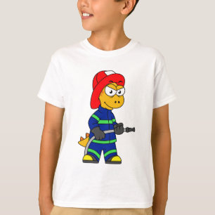 Camiseta Ilustração De Um Bombeiro Tyrannosaurus Rex.