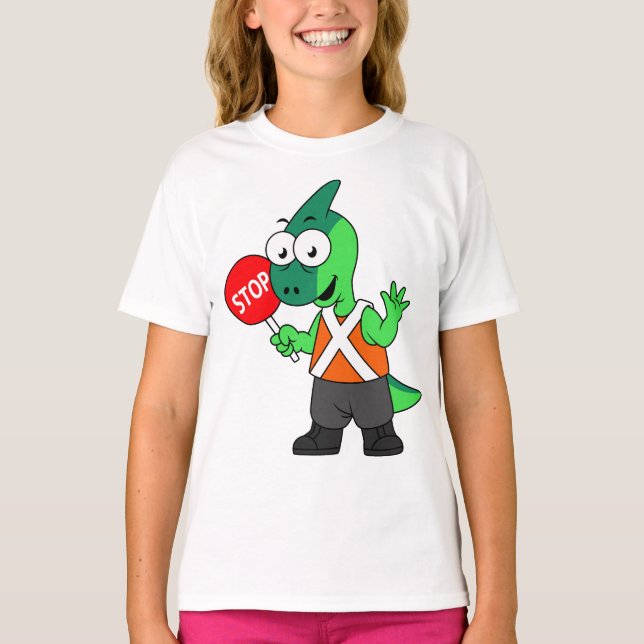 Camiseta Ilustração De Um Executante De Tráfego De Parasaur (Frente)