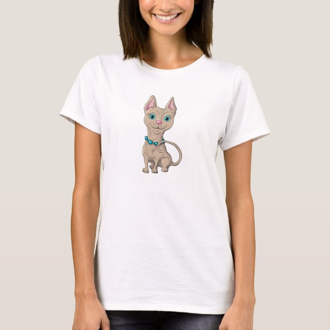 Camiseta Ilustração de um gato fofo (Frente)