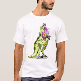 Camiseta Ilustração De Um Lambeossauro Que Detém Um Ovo.