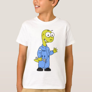 Camiseta Ilustração De Um Mecânico Brontossauro.