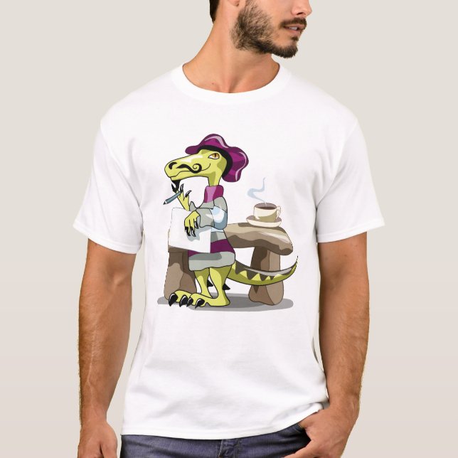 Camiseta Ilustração De Um Pensamento De Poeta De Raptor De  (Frente)