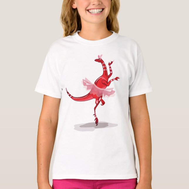 Camiseta Ilustração De Um Raptor De Ballerina. (Frente)