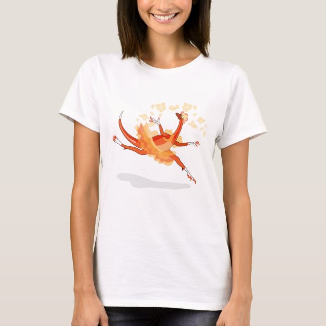 Camiseta Ilustração De Um Raptor De Ballerina. 2 (Frente)