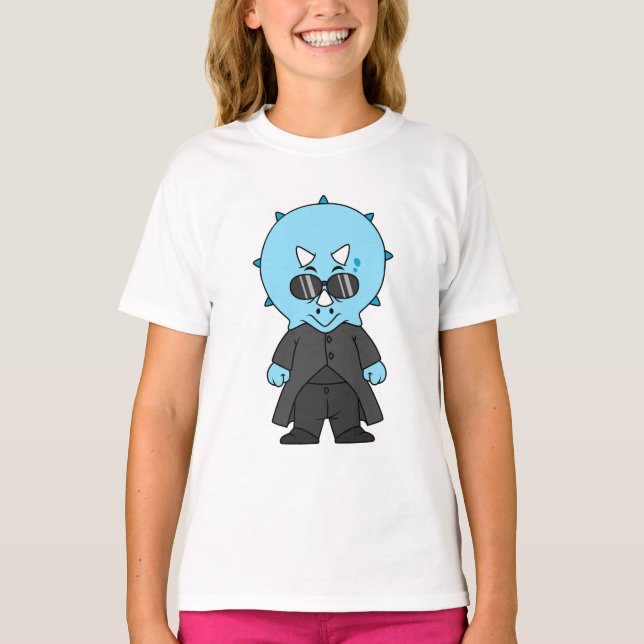 Camiseta Ilustração De Um Tricerátops Matriz. (Frente)