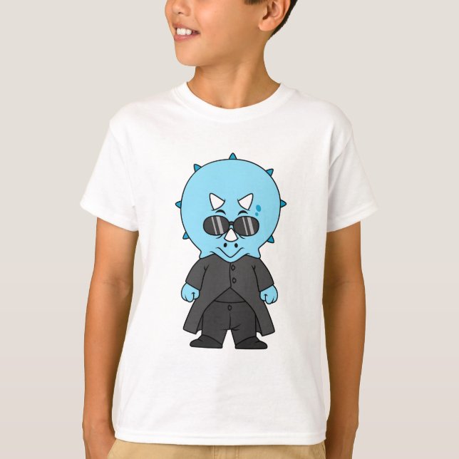 Camiseta Ilustração De Um Tricerátops Matriz. (Frente)