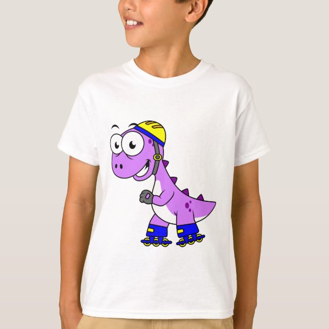 Camiseta Ilustração De Um Tyrannosaurus Rex De Pé. (Frente)