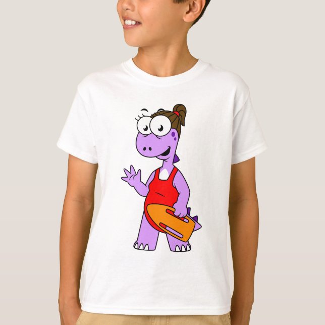 Camiseta Ilustração De Um Tyrannosaurus Rex Lifeguard. (Frente)