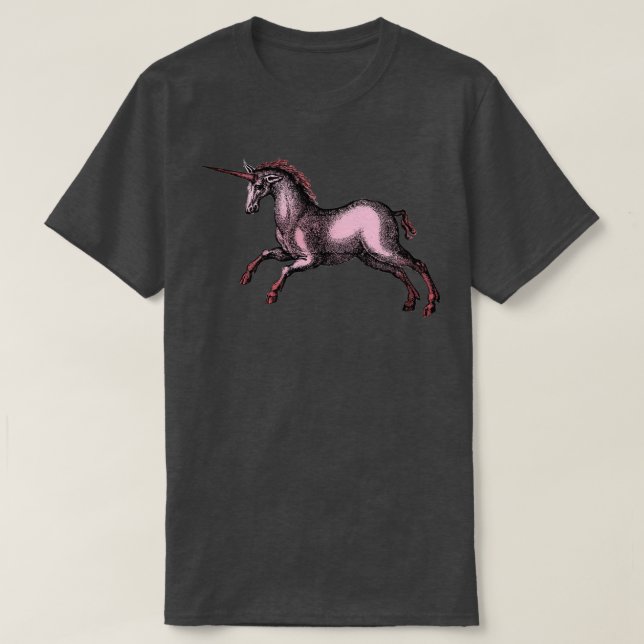 Camiseta Ilustração de Unicórnio Medieval Vermelha (Frente do Design)