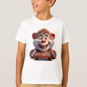 Camiseta Ilustração de Urso Bonito de Aniversário de Desenh