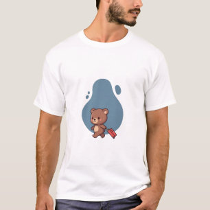 Camiseta Ilustração de Urso de Pelúcia Fofo Viajante