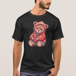 Camiseta Ilustração de Urso Fofo Estilo Natureza Design